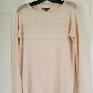 Beautiful Vince Women Soft Pink White Striped Long Sleeves Wool Blend Sweater S